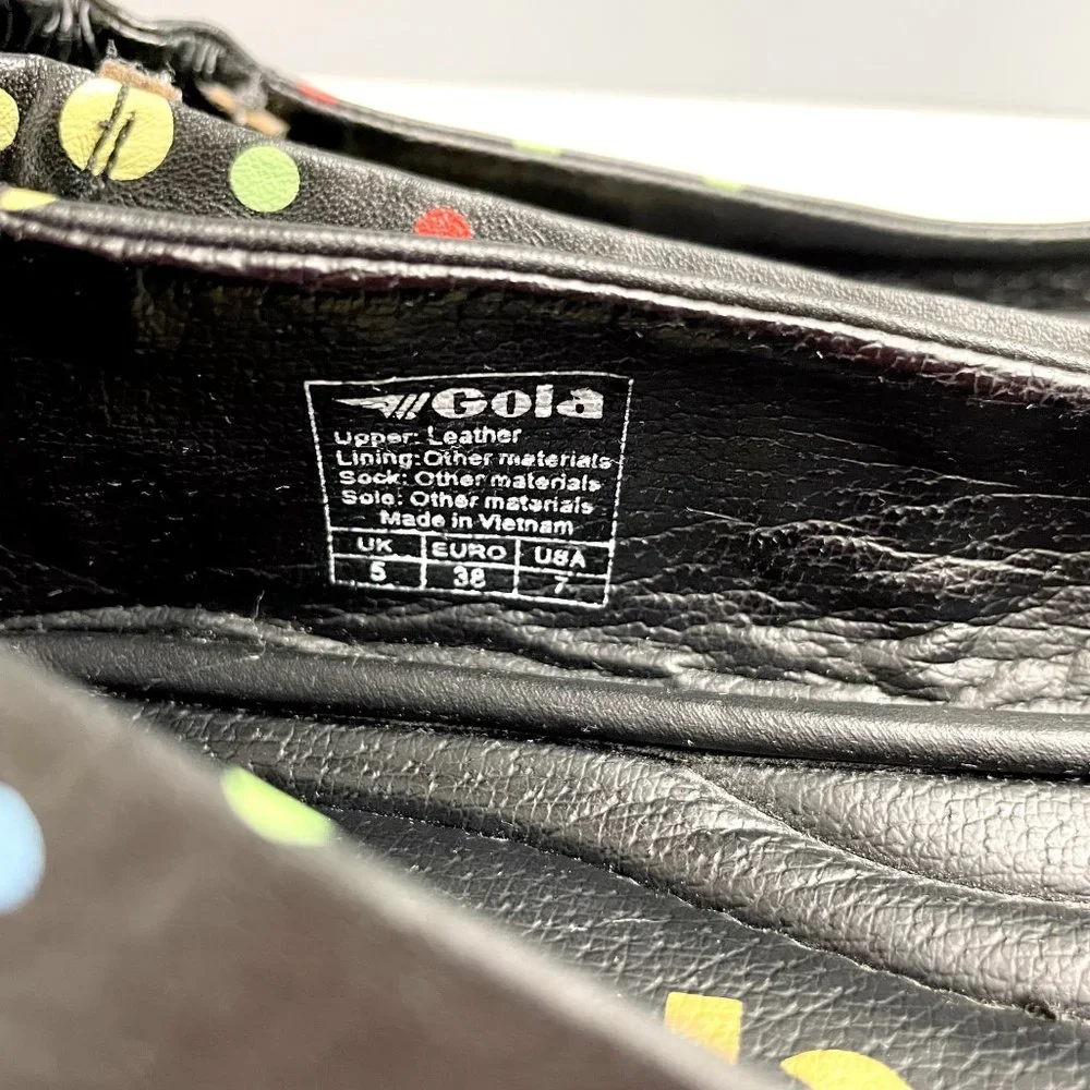 Gola Logic black leather ballet flats with polka dots - size 7 - Picture 10 of 10